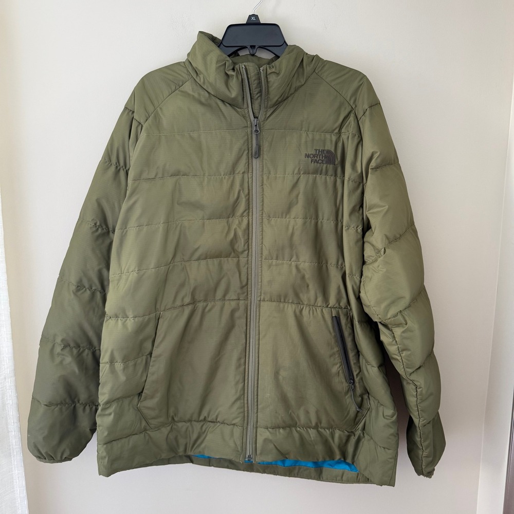 The North Face Mens XL Aconcagua 2 Down Puffer Jacket Olive Green Ripstop